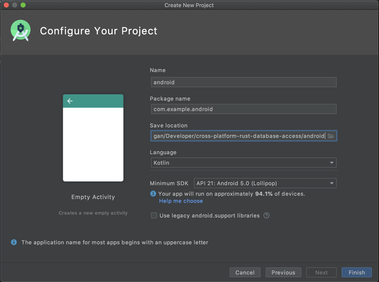 Android Studio - Create New Project